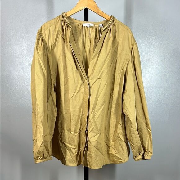 Vince Tan Button Up Blouse. MSRP $325 - Picture 1 of 9